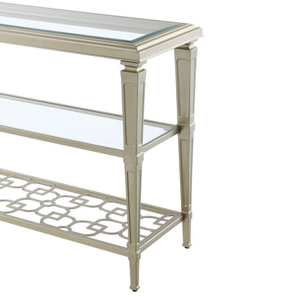 Zaba - Sofa Table - Glass Top & Silver - Tony's Home Furnishings