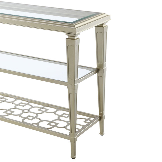 Zaba - Sofa Table - Glass Top & Silver - Tony's Home Furnishings