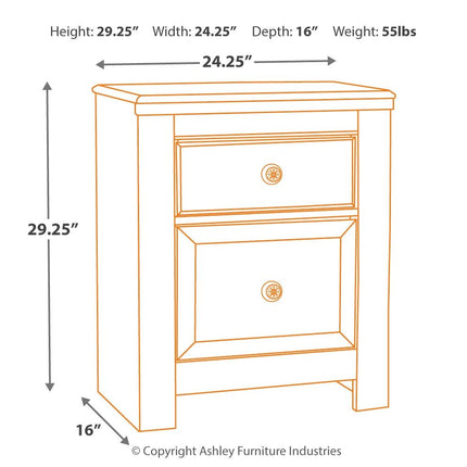 Paxberry - Whitewash - Two Drawer Night Stand Ashley Furniture 