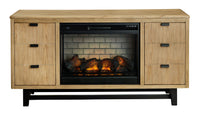Thumbnail for Freslowe - Light Brown / Black - TV Stand With Electric Infrared Fireplace Insert - Tony's Home Furnishings