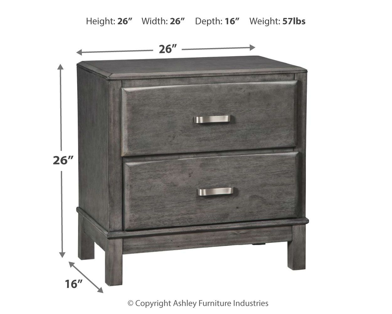 Caitbrook - Gray - Two Drawer Night Stand - Tony's Home Furnishings
