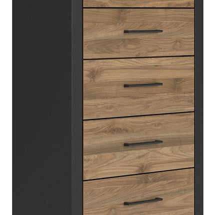 Vertani - Black / Honey Brown - Five Drawer Chest - Tony's Home Furnishings