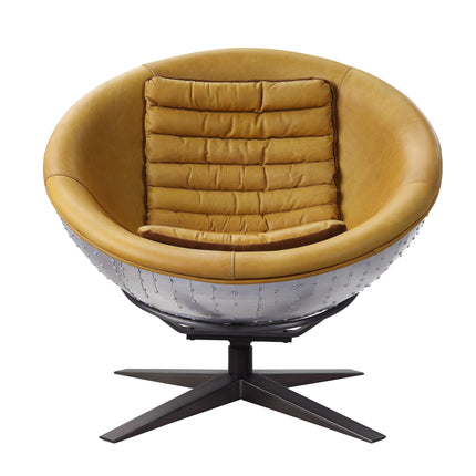 Brancaster - Accent Chair - Turmeric Top Grain Leather & Aluminum ACME 