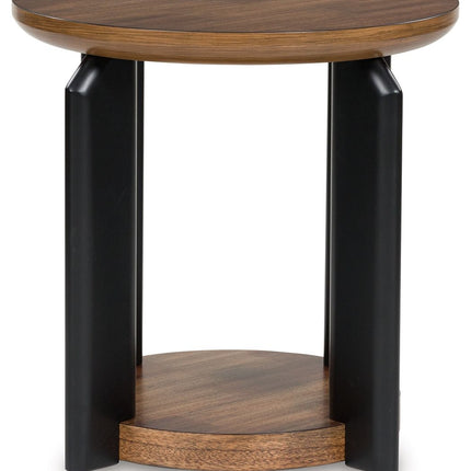 Kraeburn - Brown / Black - Round End Table Signature Design by Ashley® 