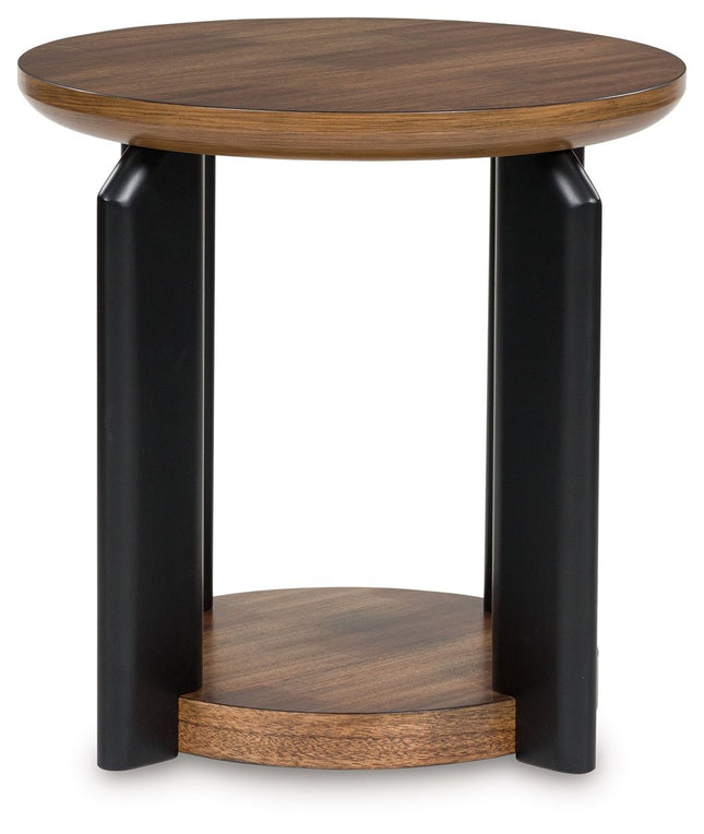 Kraeburn - Brown / Black - Round End Table Signature Design by Ashley® 