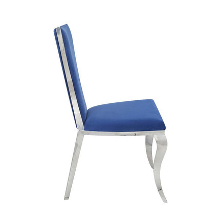 Azriel - Side Chair (Set of 2) - Blue Velvet & Mirroed Silver Finish ACME 