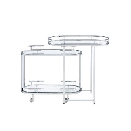 Piffo - Serving Cart - Clear Glass & Chrome Finish ACME 