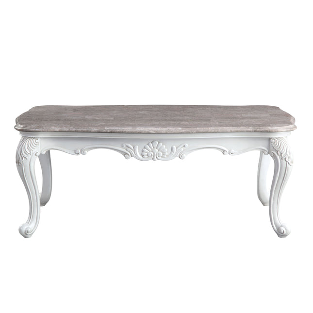 Ciddrenar - Coffee Table - Marble Top & White Finish ACME 