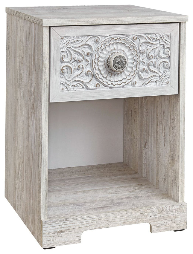 Paxberry - Whitewash - One Drawer Night Stand Ashley Furniture 