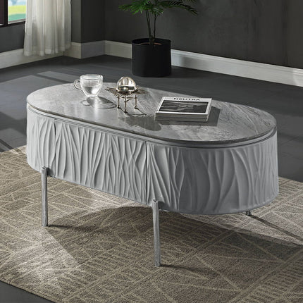 Yukino - Coffee Table - Gray High & Chrome ACME 