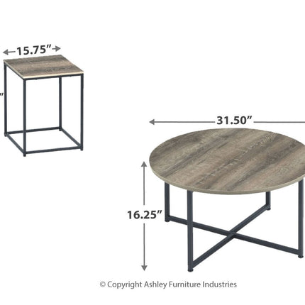 Wadeworth - Brown / Beige - Occasional Table Set (Set of 3) Ashley Furniture 