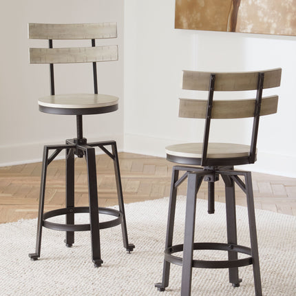 Karisslyn - Whitewash / Black - Swivel Barstool (Set of 2) Signature Design by Ashley® 