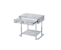 Wither - Accent Table - White Printed Faux Marble & Chrome Finish - Tony's Home Furnishings