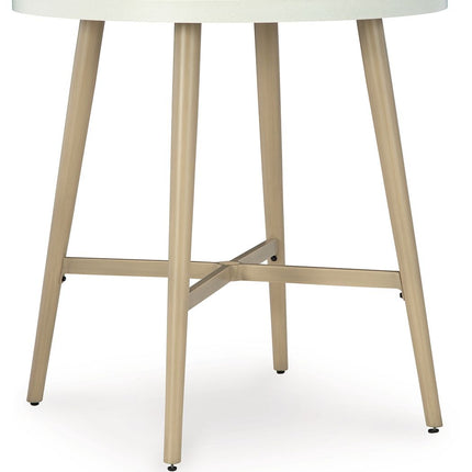 Seton Creek - Beige - Round Bar Table With Umbrella Option Signature Design by Ashley® 