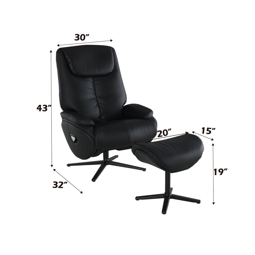 Labonita - Motion Accent Chair With Swivel & Ottoman - Black ACME 