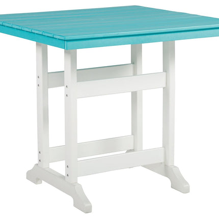 Eisely - Turquoise / White - Square Counter Tbl W/Umb Opt Signature Design by Ashley® 