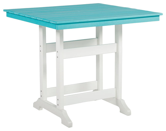 Eisely - Turquoise / White - Square Counter Tbl W/Umb Opt Signature Design by Ashley® 