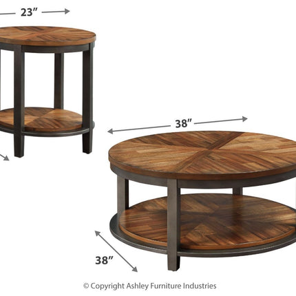 Roybeck - Light Brown / Bronze - Occasional Table Set (Set of 3) Ashley Furniture 