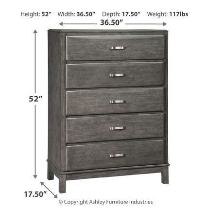 Caitbrook - Gray - Five Drawer Chest Ashley Furniture 