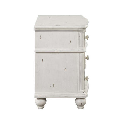 Jaqueline - Nightstand - Light Gray Linen & Antique White Finish ACME 