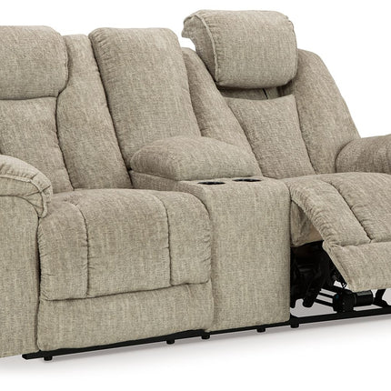 Hindmarsh - Stone - Power Reclining Loveseat With Console/ Adj Hdrst Signature Design by Ashley® 