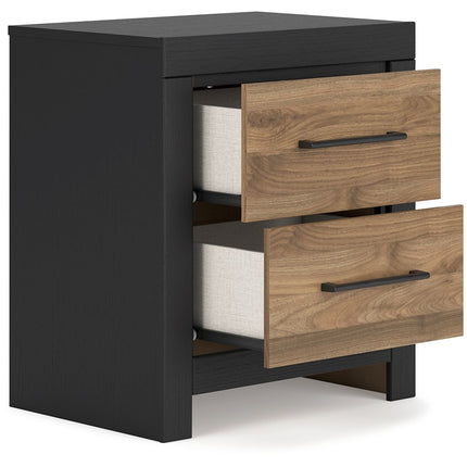 Vertani - Black / Honey Brown - Two Drawer Night Stand Signature Design by Ashley® 