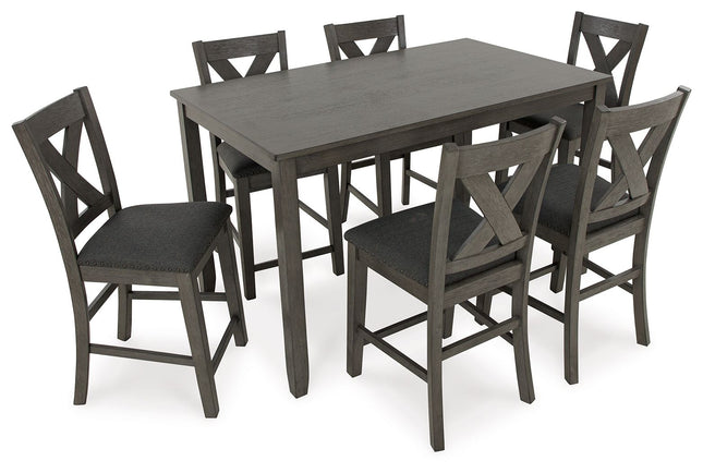 Caitbrook - Gray - Rect Drm Counter Table Set (Set of 7) Signature Design by Ashley® 