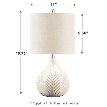 Rainermen - Off White - Ceramic Table Lamp Ashley Furniture 