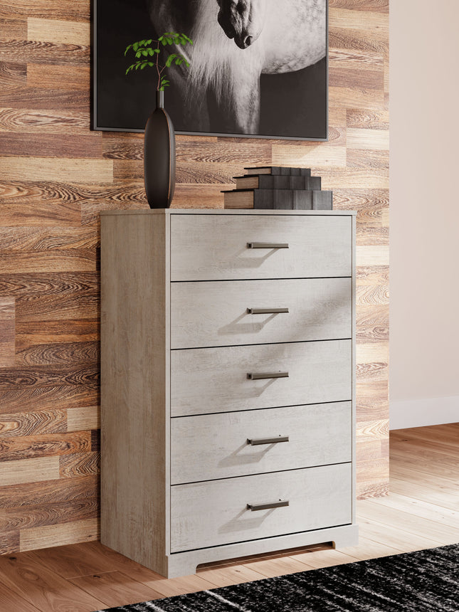 Shawburn - Whitewash - Five Drawer Chest Signature Design by Ashley® 