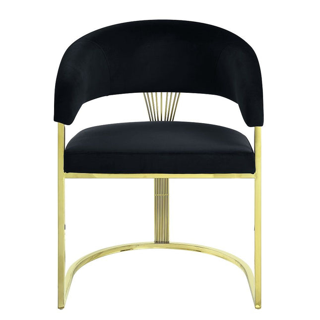 Fallon - Side Chair (Set of 2) - Black Velvet & Mirrored Gold ACME 