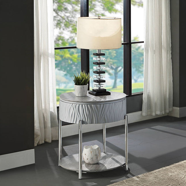 Yukino - End Table - Gray High & Chrome - Tony's Home Furnishings