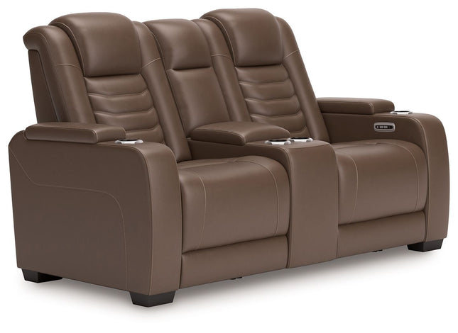 High Impact - Tobacco - Power Reclining Loveseat With Console / Adj Hdrst Signature Design by Ashley® 