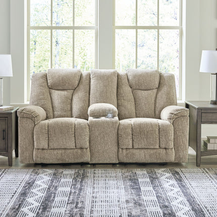 Hindmarsh - Stone - Power Reclining Loveseat With Console/ Adj Hdrst Signature Design by Ashley® 