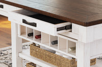 Thumbnail for Valebeck - White / Brown - Rect Dining Room Counter Table With Wine Rack - Tony's Home Furnishings
