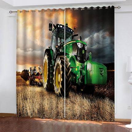 Agriculture Tractor Curtains Pattern Blackout Window Drapes