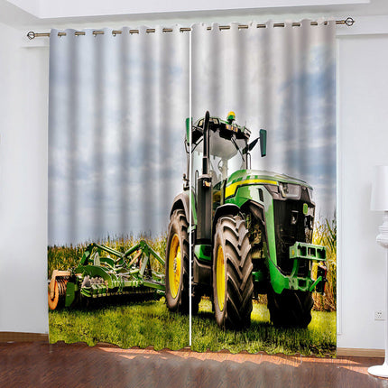 Agriculture Tractor Curtains Pattern Blackout Window Drapes