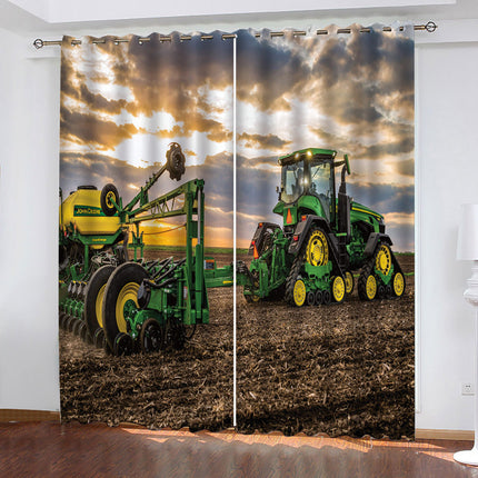 Agriculture Tractor Curtains Pattern Blackout Window Drapes