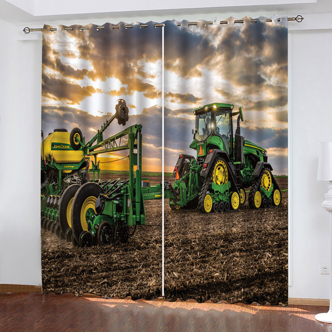Agriculture Tractor Curtains Pattern Blackout Window Drapes EBuycos 