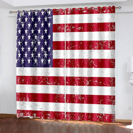 American Flag Curtains Pattern Blackout Window Drapes