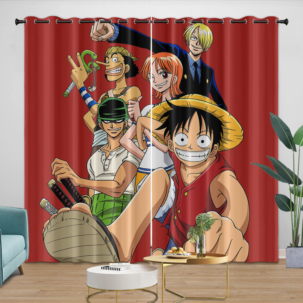 Anime One Piece Curtains Kids Blackout Window Drapes