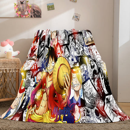 Anime One Piece Straw Hat Pirates Super Soft Flannel Throw Bed Blanket