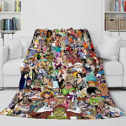 Anime One Piece Straw Hat Pirates Super Soft Flannel Throw Bed Blanket