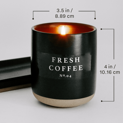 Fresh Coffee Soy Candle - Black Stoneware Jar - 12 oz - Tony's Home Furnishings