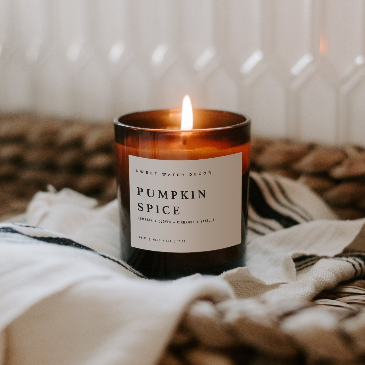 Pumpkin Spice Soy Candle - Amber Jar - 11 oz - Tony's Home Furnishings
