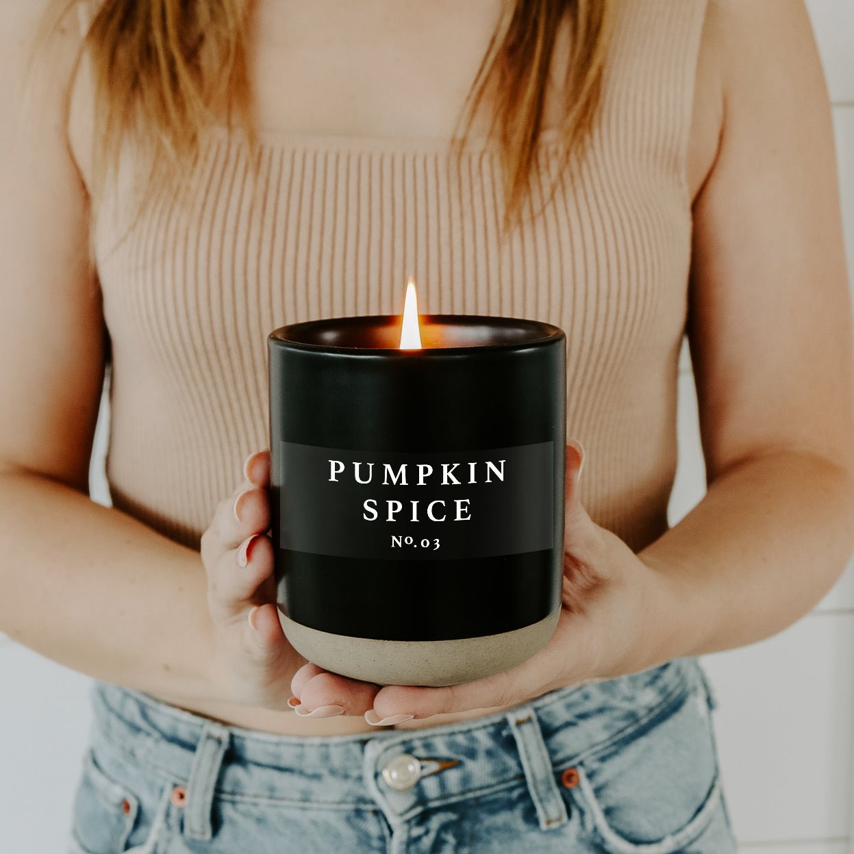 Pumpkin Spice Soy Candle - Black Stoneware Jar - 12 oz - Tony's Home Furnishings