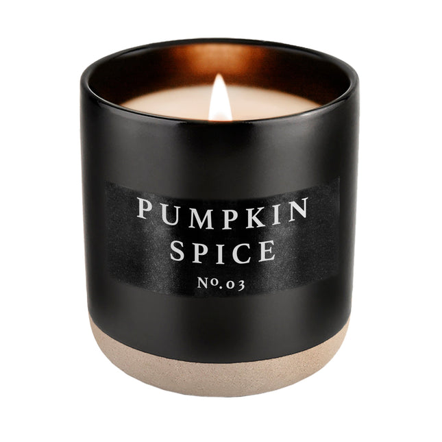 Pumpkin Spice Soy Candle - Black Stoneware Jar - 12 oz - Tony's Home Furnishings