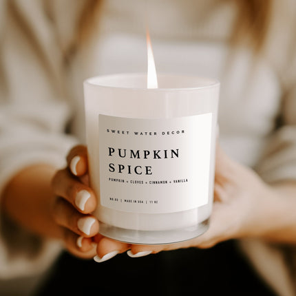 Pumpkin Spice Soy Candle - White Jar - 11 oz - Tony's Home Furnishings