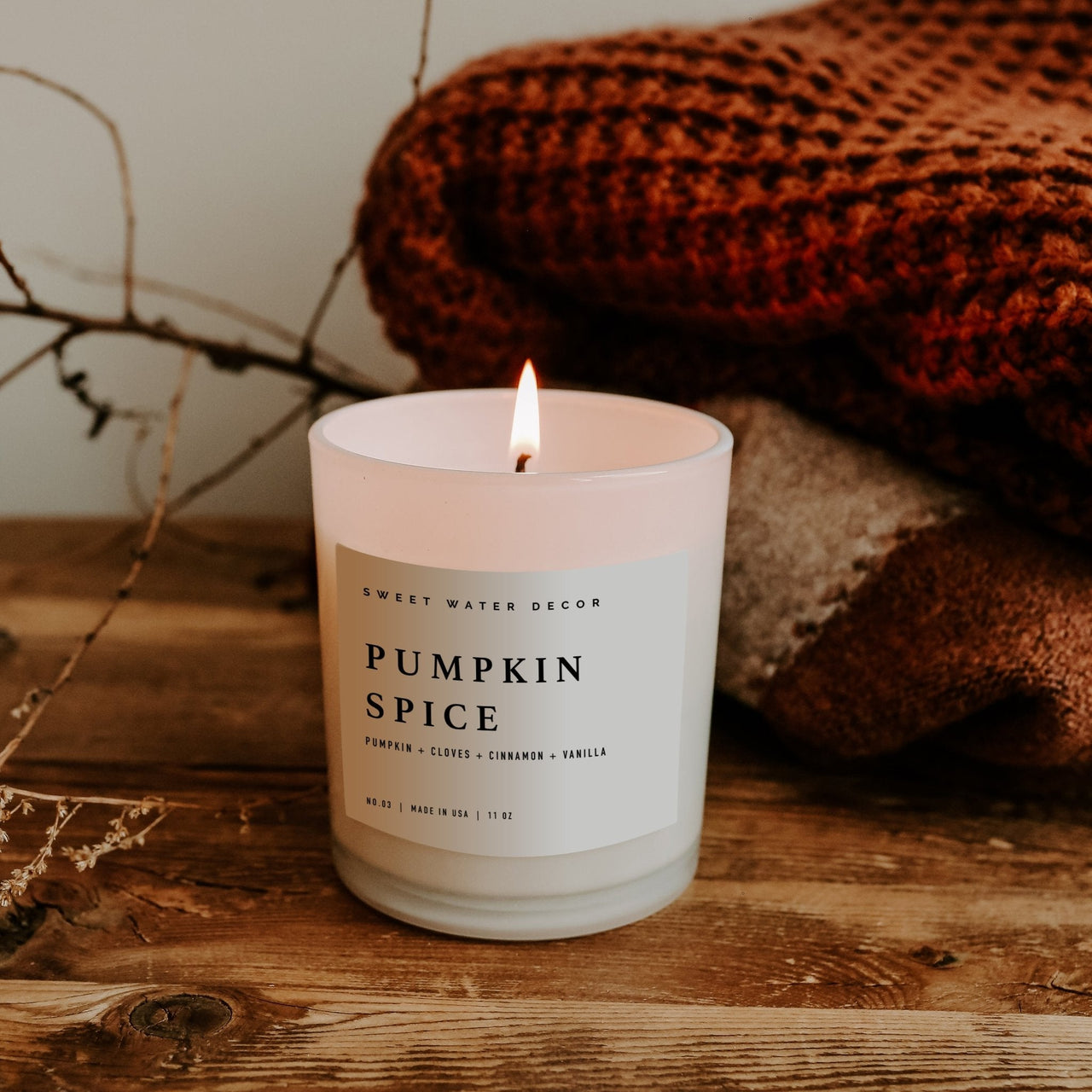 Pumpkin Spice Soy Candle - White Jar - 11 oz - Tony's Home Furnishings