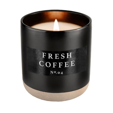 Fresh Coffee Soy Candle - Black Stoneware Jar - 12 oz Sweet Water Decor 