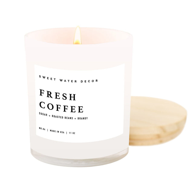 Fresh Coffee Soy Candle - White Jar - 11 oz - Tony's Home Furnishings